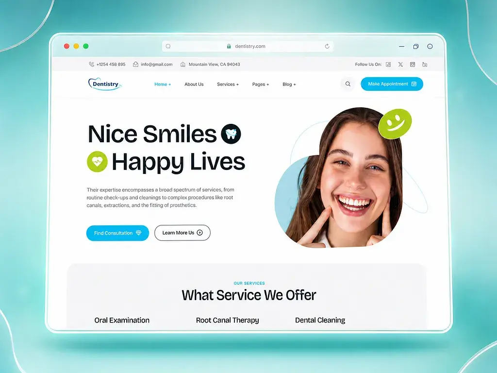 Contoh website dokter gigi yang di buat Meta Digital